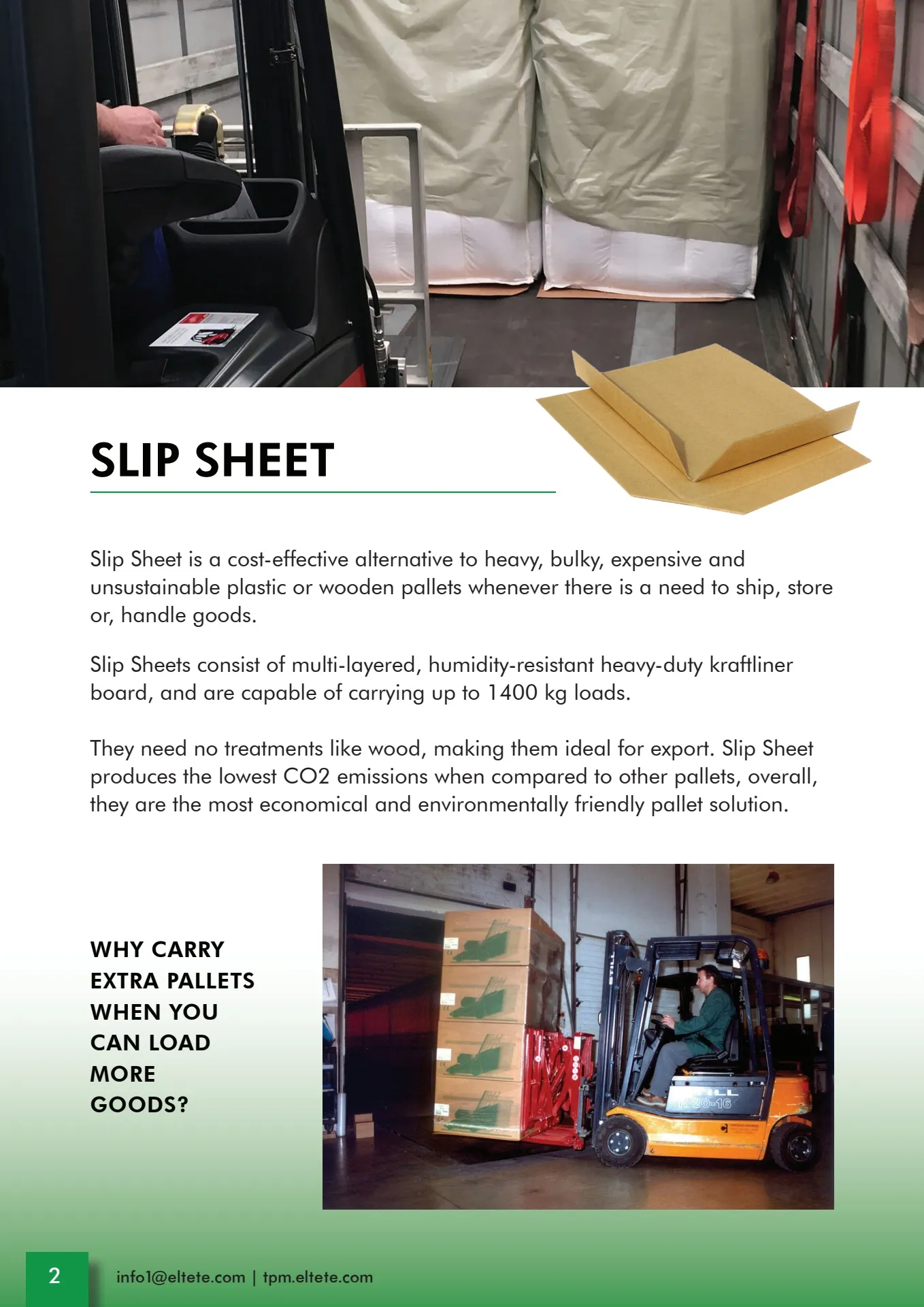 Eltete TPM-Slip Sheet-Transfer sheets for palletless handling