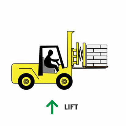 Animated forklift lifts goods with Slip Sheets